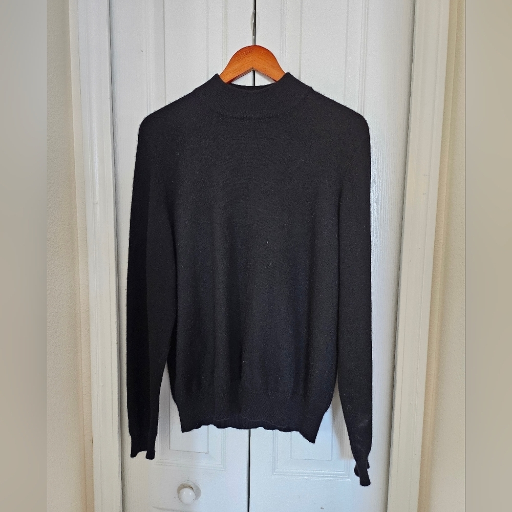 Charter Club 2-Ply Womens Black Cashmere Crewneck Sweater Classic Preppy Size L.